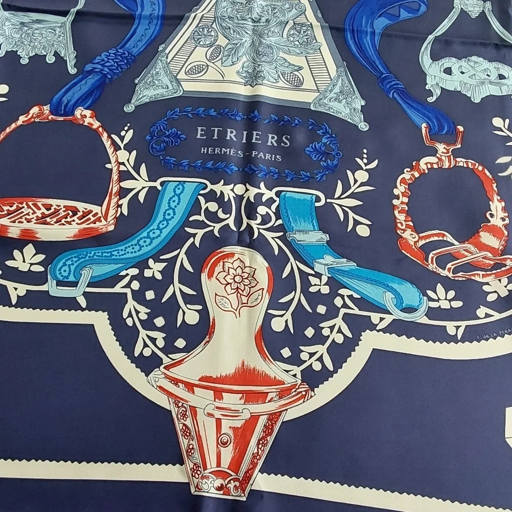 HERMÈS _ PARIS ETRIERS Multicolored Silk Scarf - Picture 12 of 15